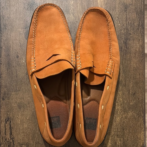 J&M Men\'s Tan Orange Leather Loafers